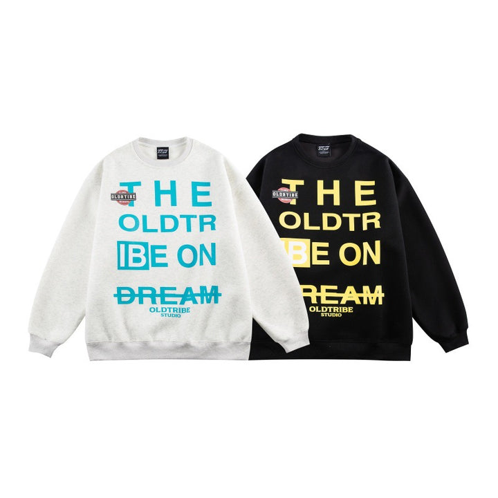 Unisex Oversize-Kuschel-Sweatshirt mit großflächigem Typo-Print und weichem Fleece-Innenfutter Drune