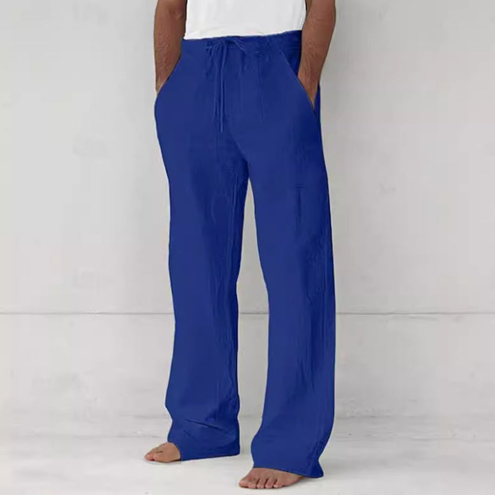 Herren leichte Relax-Chino aus Leinenmix mit weitem Bein, Kordelbund und seitlichen Eingrifftaschen Drune