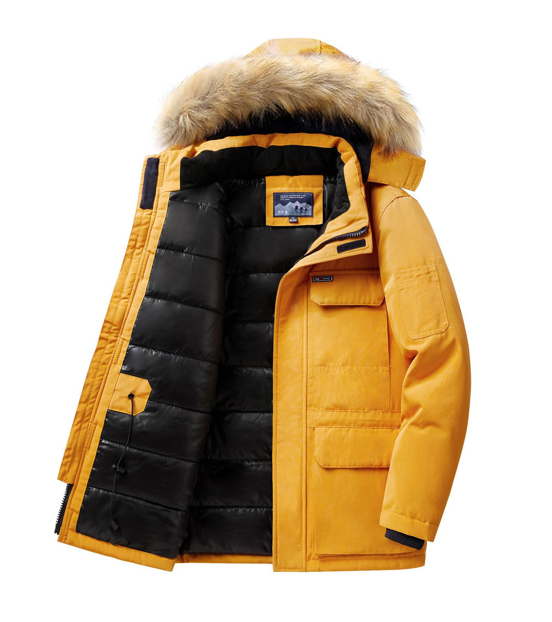 Herren Thermo-Parka mit abnehmbarer Kunstfellkapuze, winddicht und wasserabweisend Drune