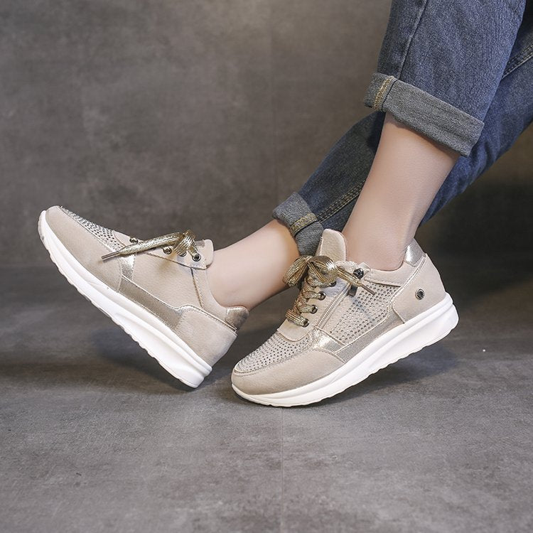 Damen Sportliche Sneakers mit Glitzerelementen und ergonomischer Sohle Drune
