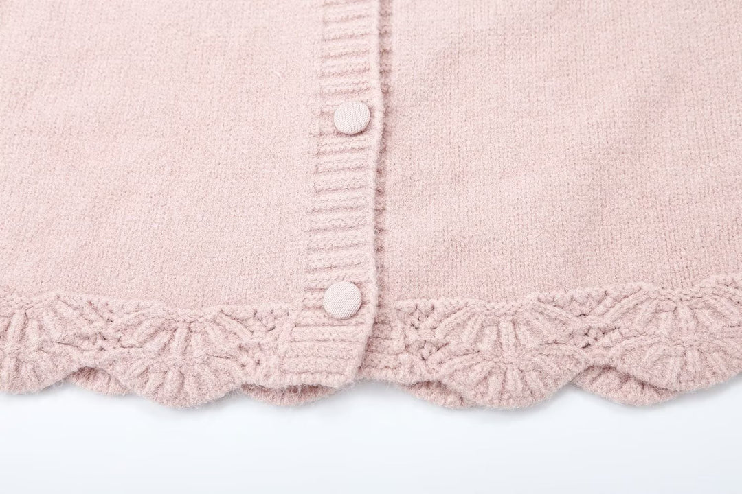 Damen Feinstrick-Cardigan mit Kapuze, Knopfleiste und gehäkelter Borte Drune