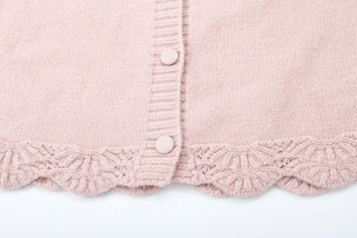 Damen Feinstrick-Cardigan mit Kapuze, Knopfleiste und gehäkelter Borte Drune