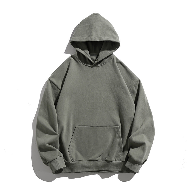 Unisex Relaxed-Fit Baumwollmix-Kapuzenpullover mit vorgewaschter Optik und Kängurutasche Drune