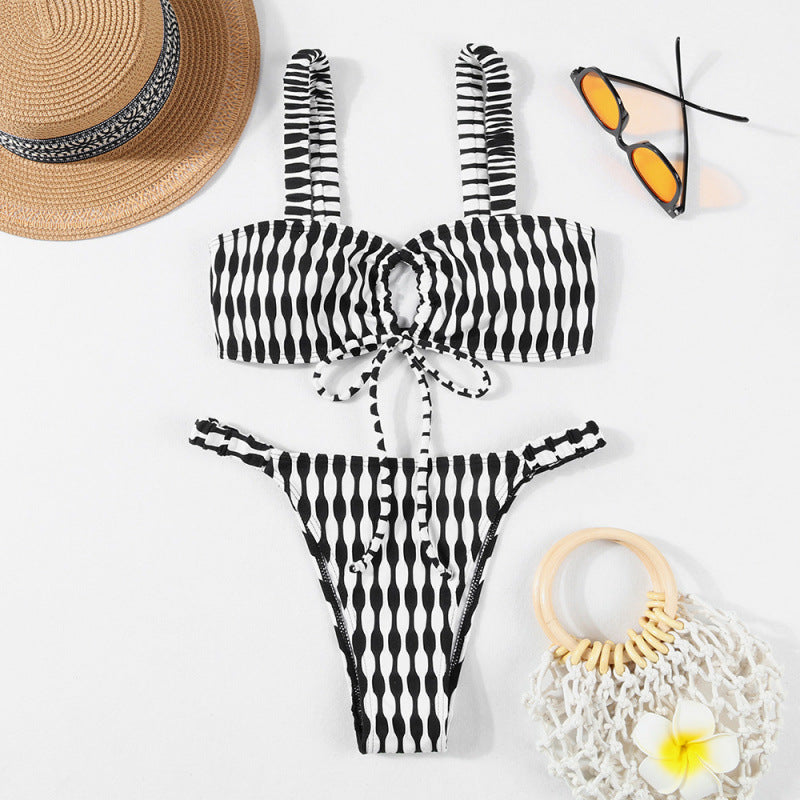 Damen Triangel-Bikini mit modischem Wickel-Design und verstellbaren Trägern Drune