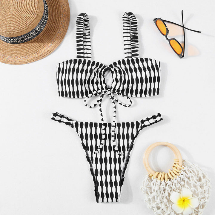 Damen Triangel-Bikini mit modischem Wickel-Design und verstellbaren Trägern Drune