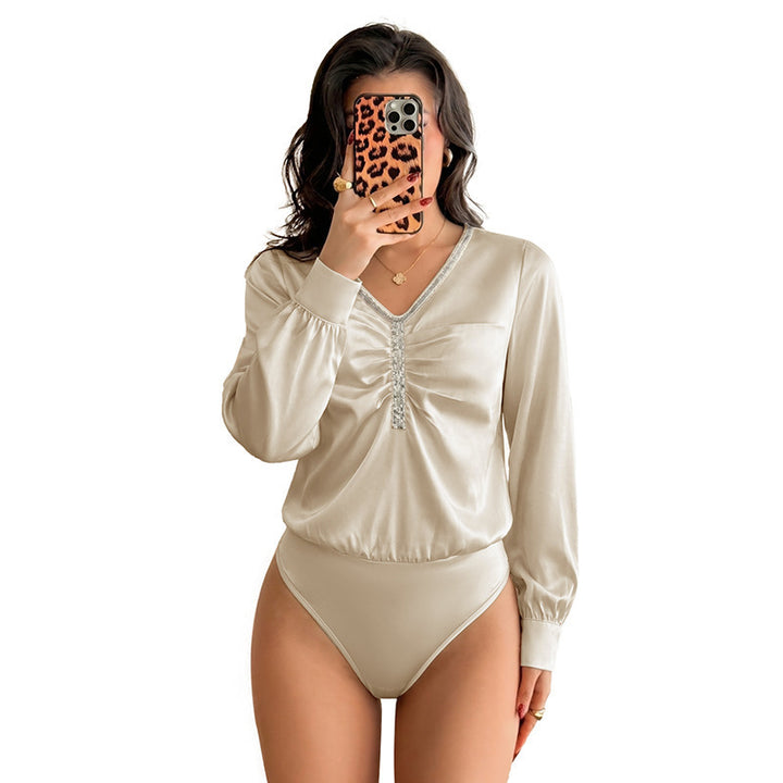 Damen Elegantes Oberteil mit Rüschendetails und Schimmernden Akzenten Drune