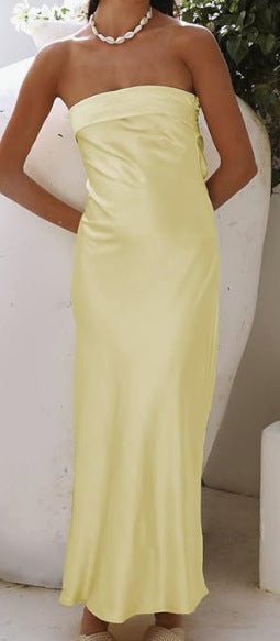 Drune | Satin hohles rückenfreies Schlauchtop-Kleid