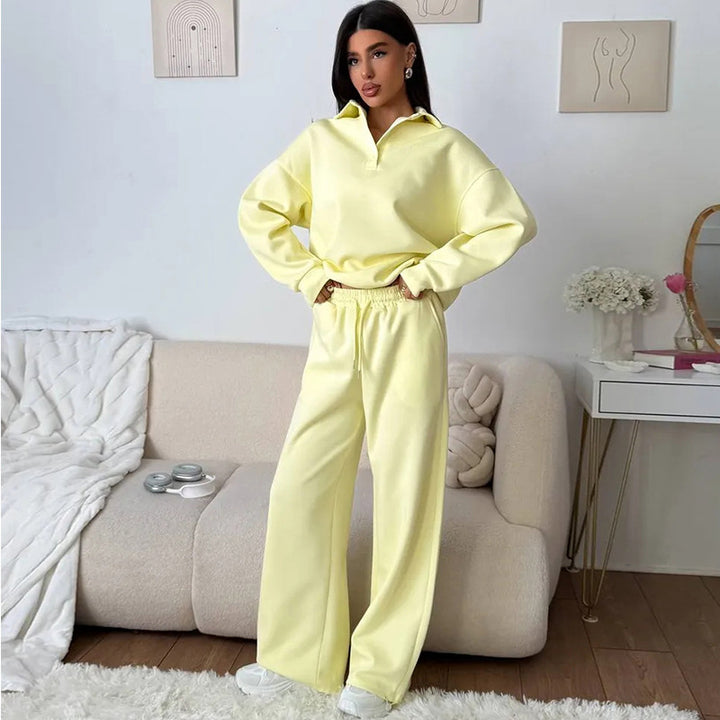 Damen Sportliches Loungewear-Set mit hohem Kragen und weitem Schnitt Drune