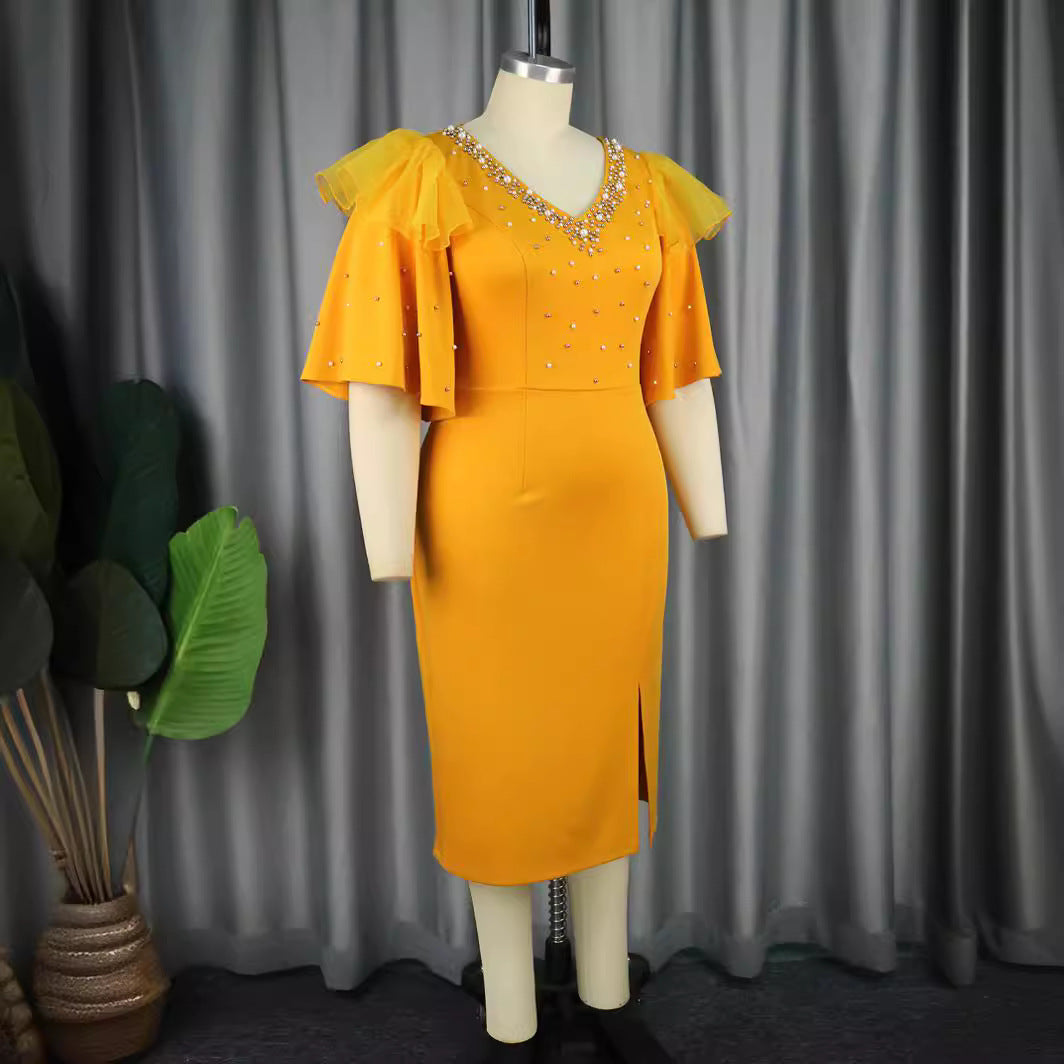 Damen Elegantes Cocktailkleid mit funkelnden Applikationen Drune