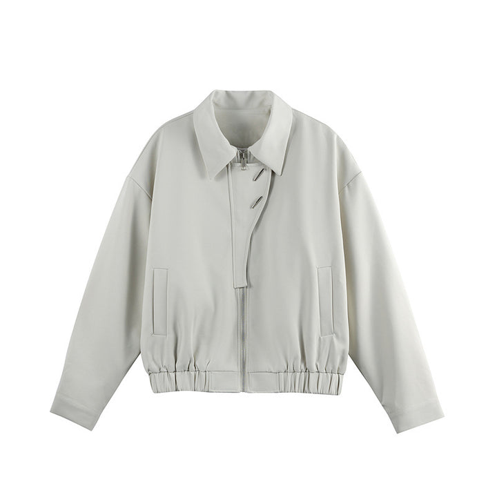 Unisex Leichter Blouson mit Umlegekragen, verdecktem Reißverschluss und elastischem Saum Drune