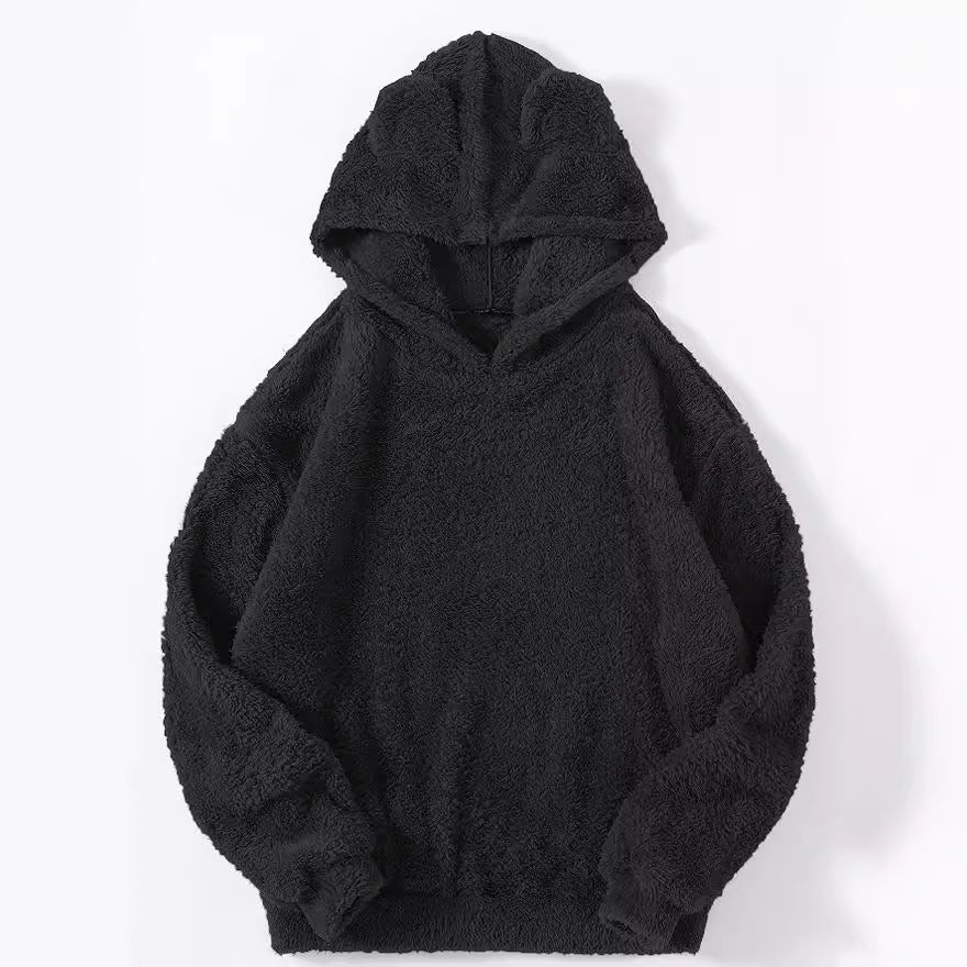 Damen nan kuscheliger Teddy-Hoodie mit Ohren, elastischem Bund und extra weichem Plüsch Drune