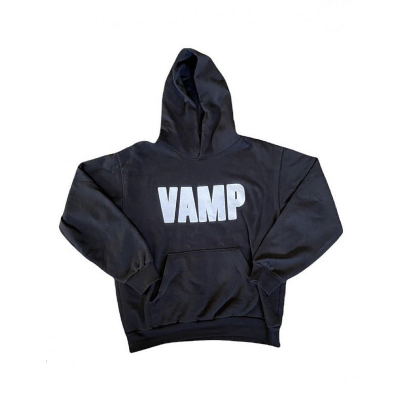 Unisex nan Kapuzensweatshirt mit Used-Frontdruck und Kängurutasche Drune