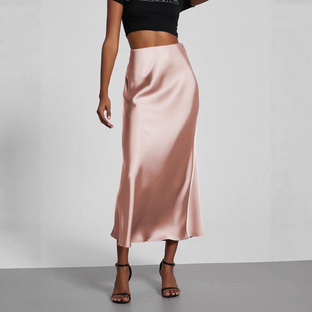 Damen Elegante und fließende Satin Maxiröcke Drune