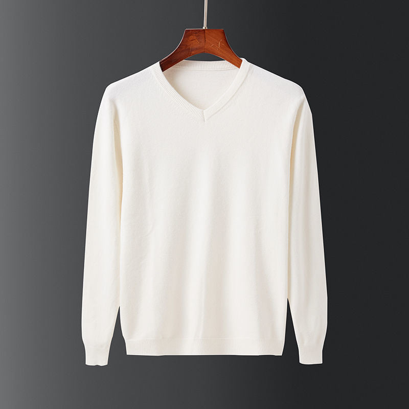 Herren eleganter V-Ausschnitt Pullover aus feiner Wolle Drune