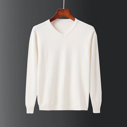 Herren eleganter V-Ausschnitt Pullover aus feiner Wolle Drune