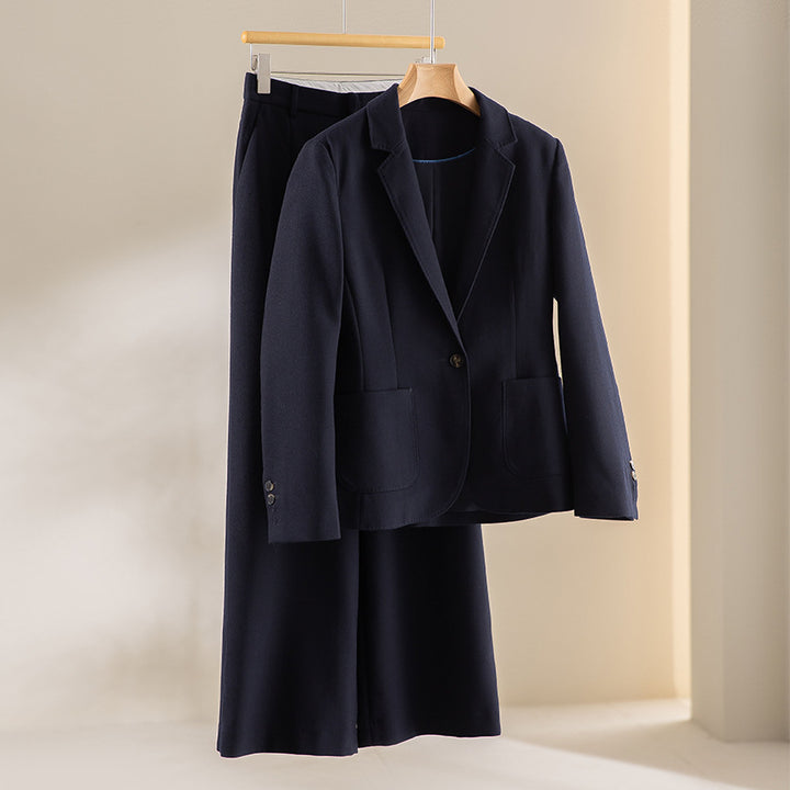 Damen Zweiteiliges Business-Kostüm mit tailliertem Blazer und weitem Midirock Drune