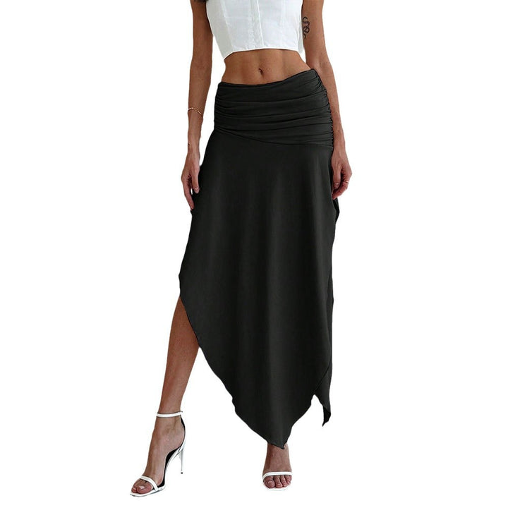 Damen asymmetrischer Maxirock mit eleganter Raffung Drune
