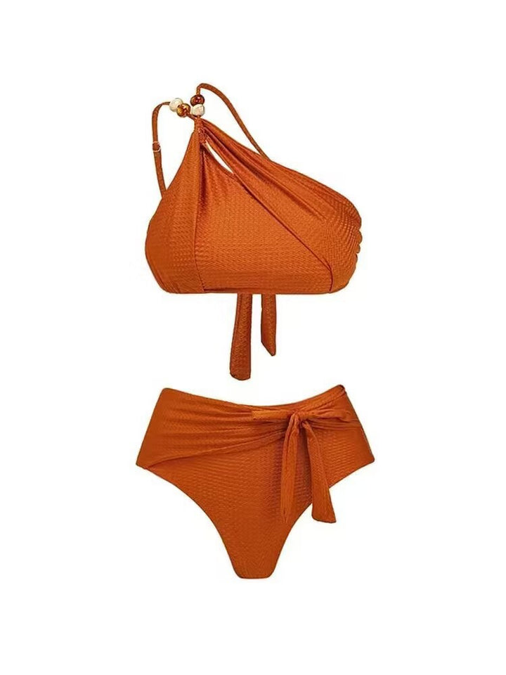 Damen Badeanzug-Set mit asymmetrischem Oberteil und elegantem Sarong Drune