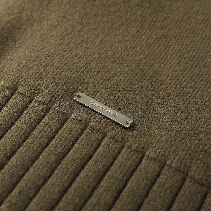 Unisex Oversize Strick-Cardigan mit Stehkragen, durchgehendem Reißverschluss & Struktur-Rippstrick Drune