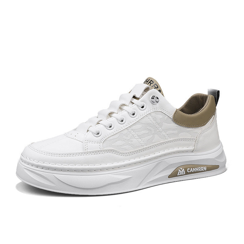 Unisex minimalistische Plateausneaker aus strukturiertem Kunstleder mit gepolstertem Fersenkragen und skulpturierter Außensohle Drune