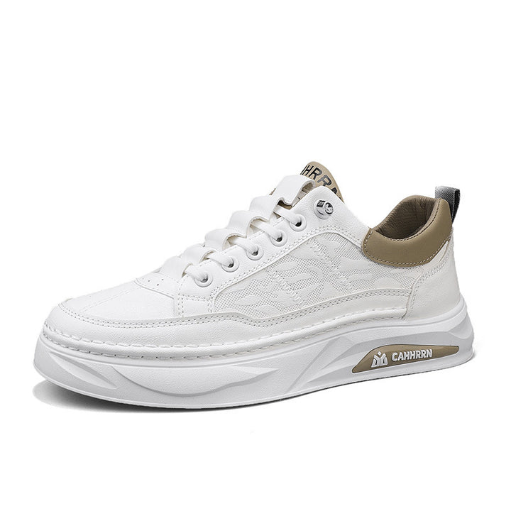Unisex minimalistische Plateausneaker aus strukturiertem Kunstleder mit gepolstertem Fersenkragen und skulpturierter Außensohle Drune