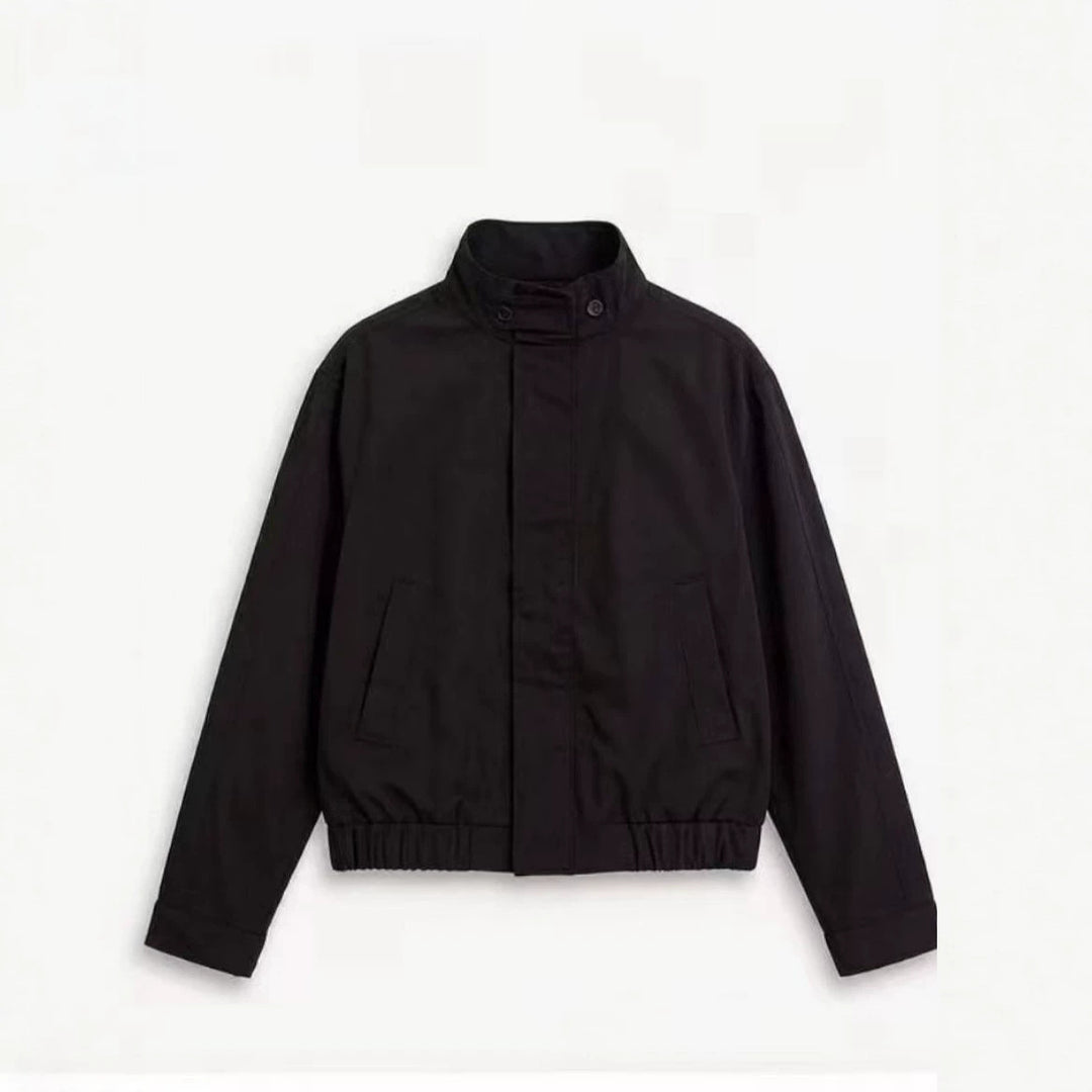 Herren Kurzer Stehkragen-Blouson mit verdecktem Reißverschluss und elastischem Saum Drune