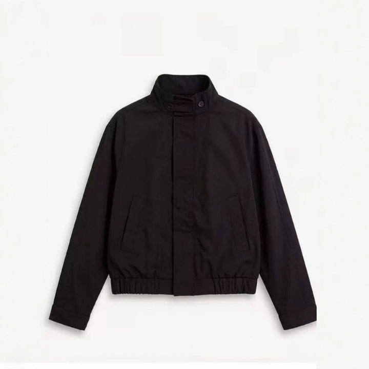 Herren Kurzer Stehkragen-Blouson mit verdecktem Reißverschluss und elastischem Saum Drune