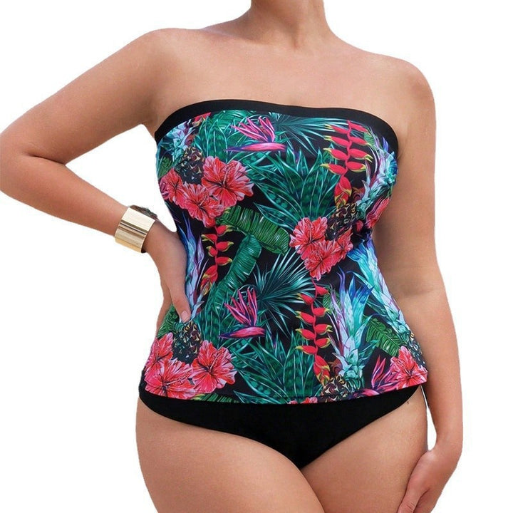 Damen Bandeau Tankini mit floralem Design Drune