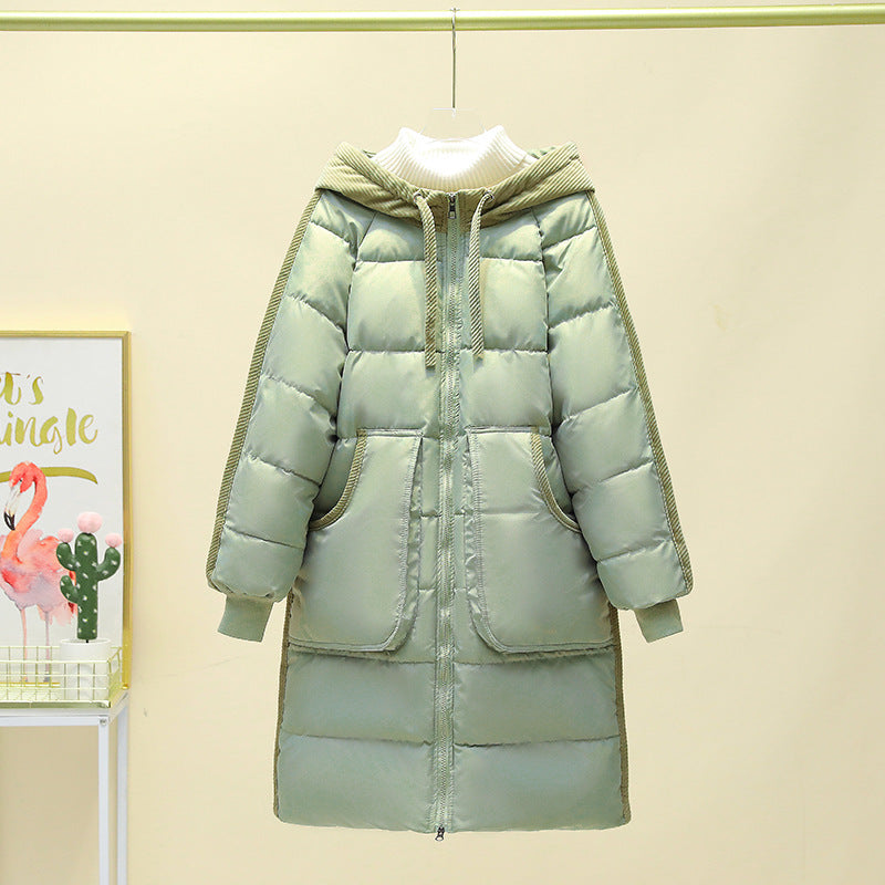 Damen Langer isolierter Pufferparka mit abnehmbarer Kapuze und großen Taschen Drune