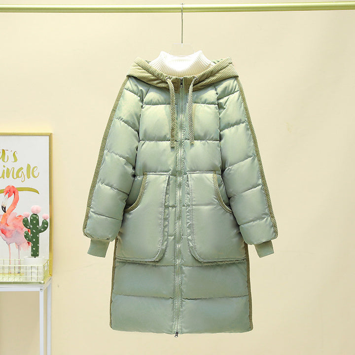 Damen Langer isolierter Pufferparka mit abnehmbarer Kapuze und großen Taschen Drune