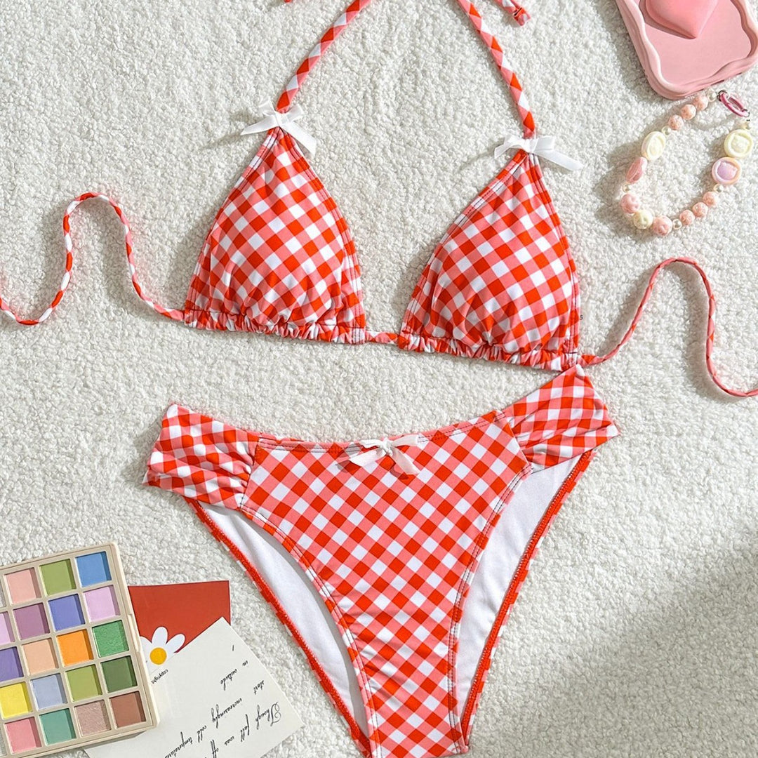 Damen Triangel-Bikini mit verspieltem Karomuster Drune