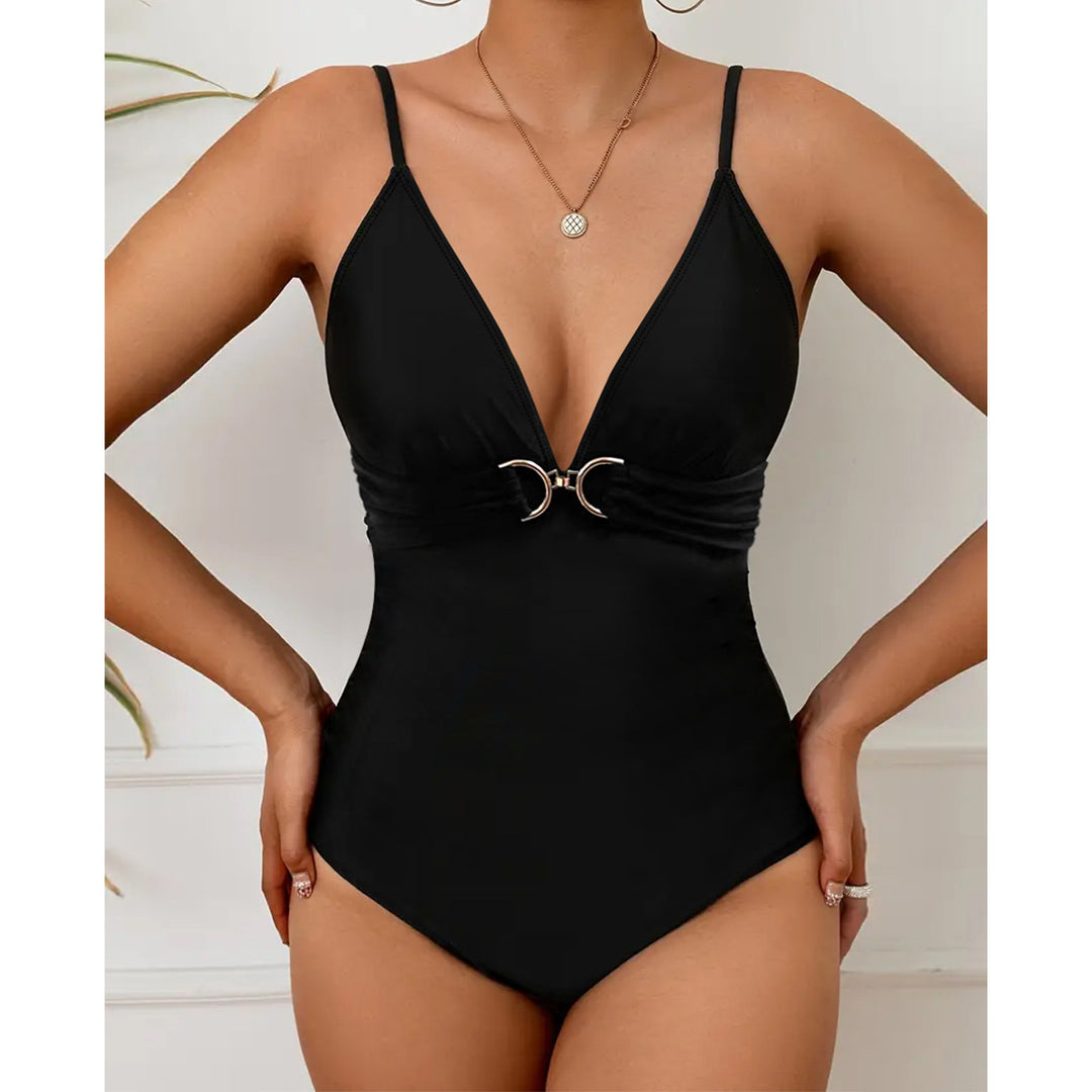 Damen Eleganter Einteiler Badeanzug mit raffiniertem Bund Drune