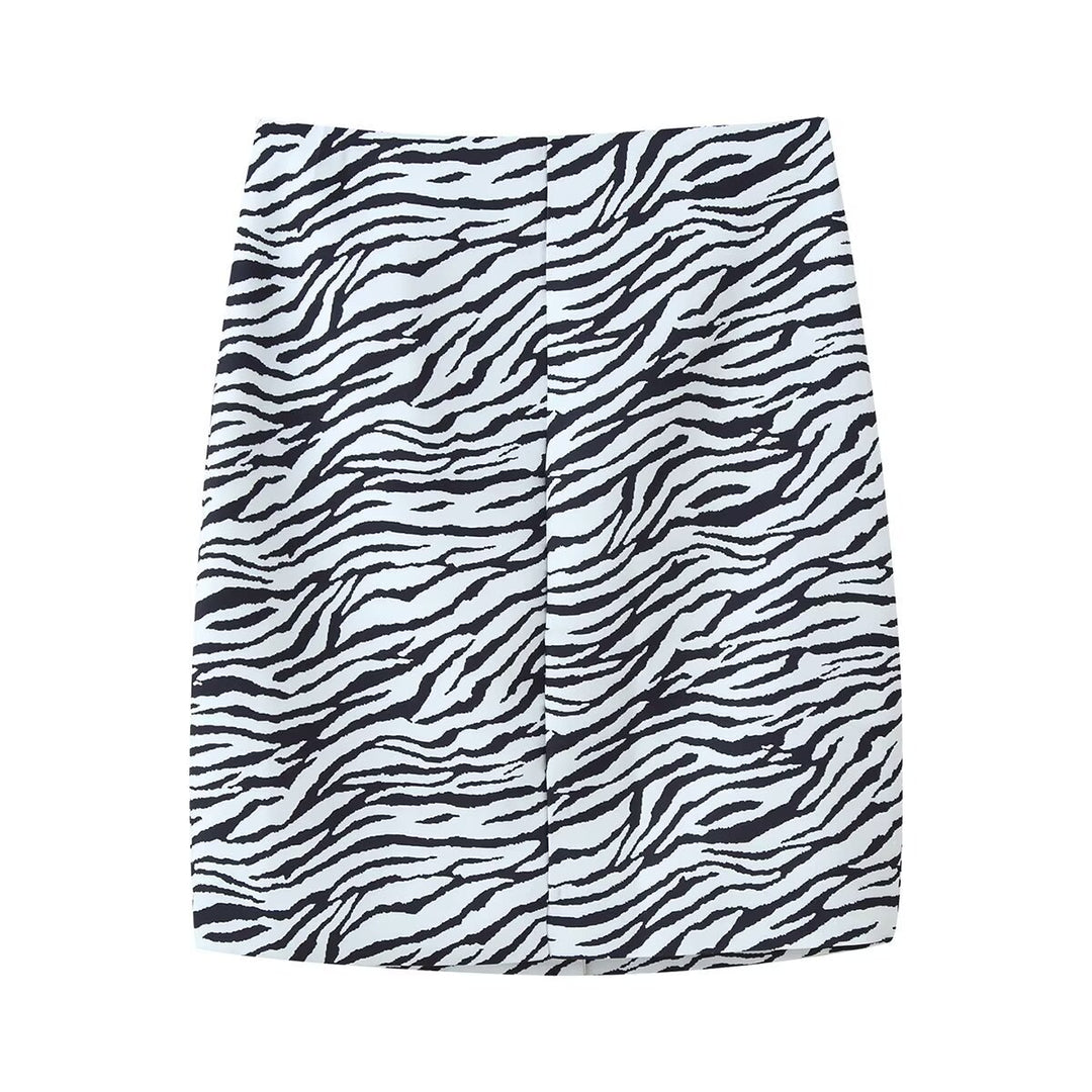 Damen Kurzblazer mit übergroßem Schalkragen und Zebra-Print Drune