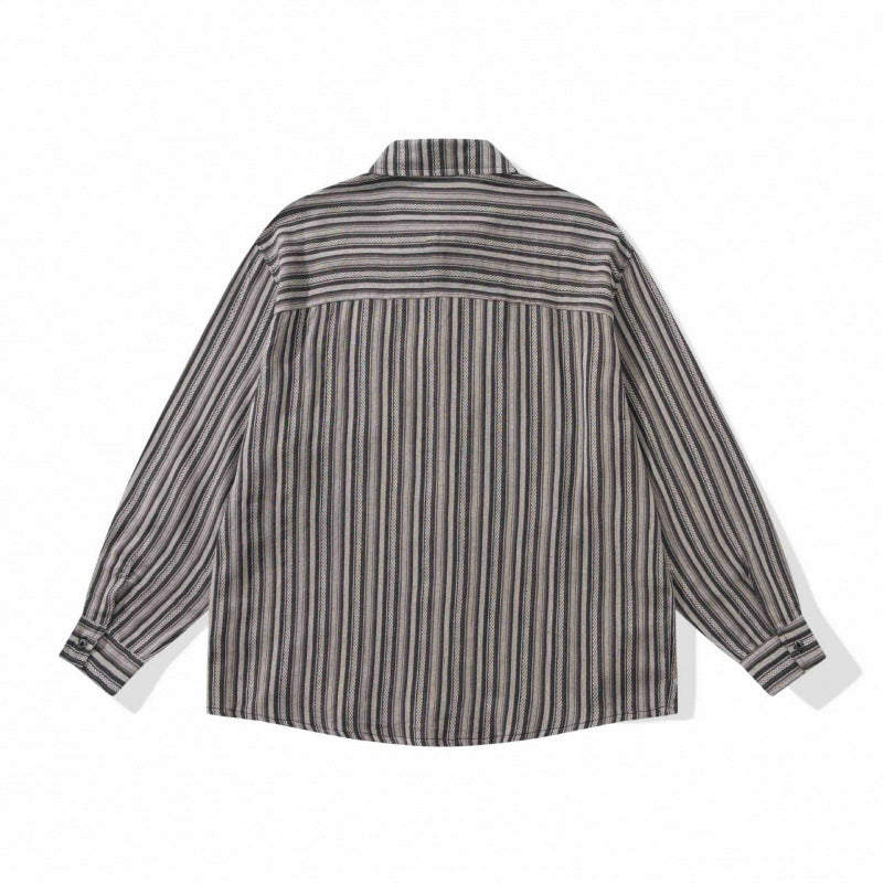 Unisex Oversize-Langarmhemd mit vertikalem Streifenmuster und Brusttasche Drune