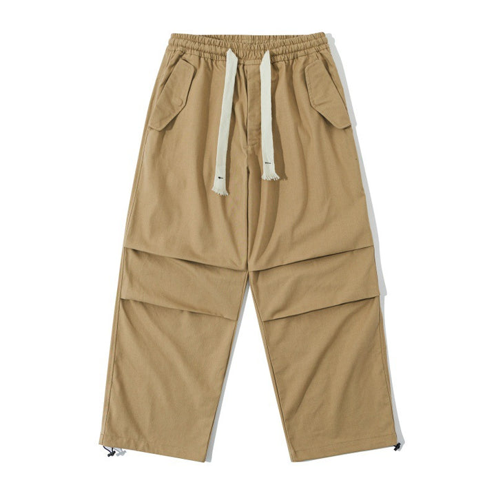 Unisex Weite Utility-Cargohose mit elastischem Bund, Kordelzug und verstellbarem Saum Drune