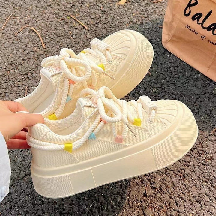 Damen Sportliche Freizeit-Sneaker mit elastischen Schnürsenkeln und atmungsaktivem Obermaterial Drune