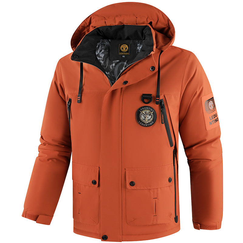 Herren nan urbaner Softshell-Parka mit abnehmbarer Kapuze, verdecktem Zweiwege-Reißverschluss und atmungsaktiver Thermofütterung Drune