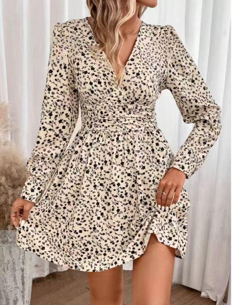 Damen Kurzarm Kleid Drune