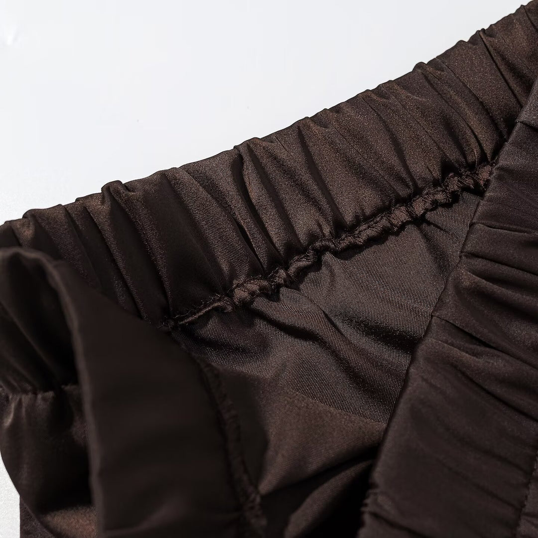Damen Weite Palazzo-Hose mit Elastikbund und fließender Satinoptik Drune