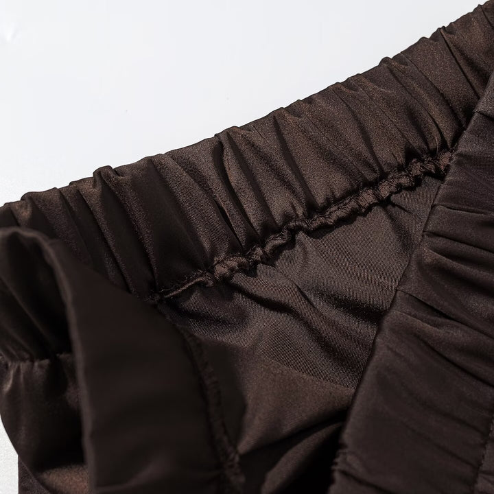 Damen Weite Palazzo-Hose mit Elastikbund und fließender Satinoptik Drune