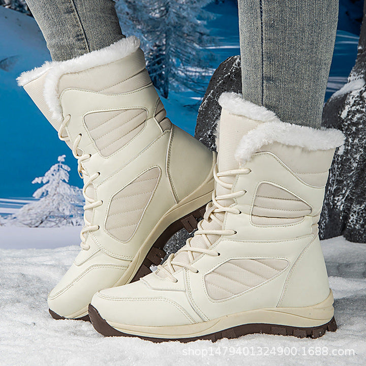 Damen Warm gefütterte Winterstiefel mit rutschfester Gummisohle Drune