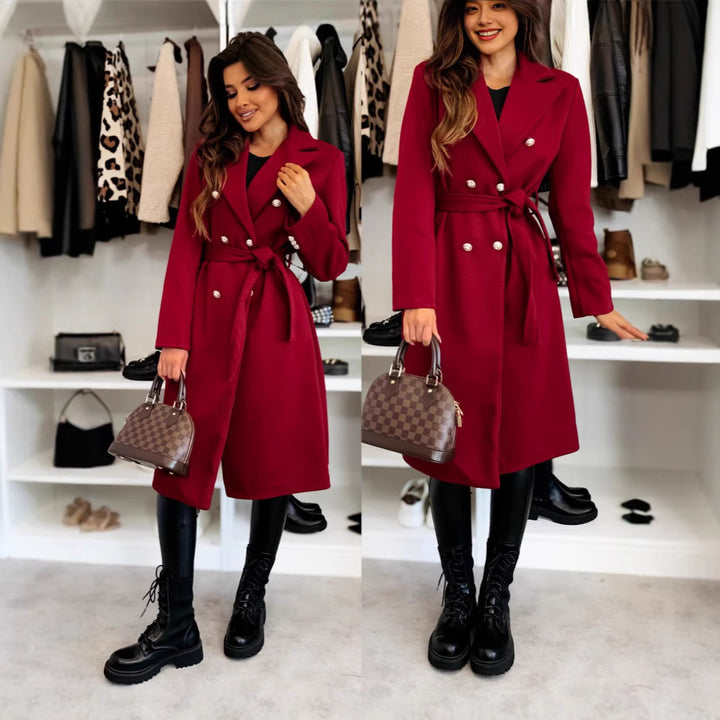 Damen Trenchcoat mit doppelter Knopfreihe und schickem Taillengürtel Drune