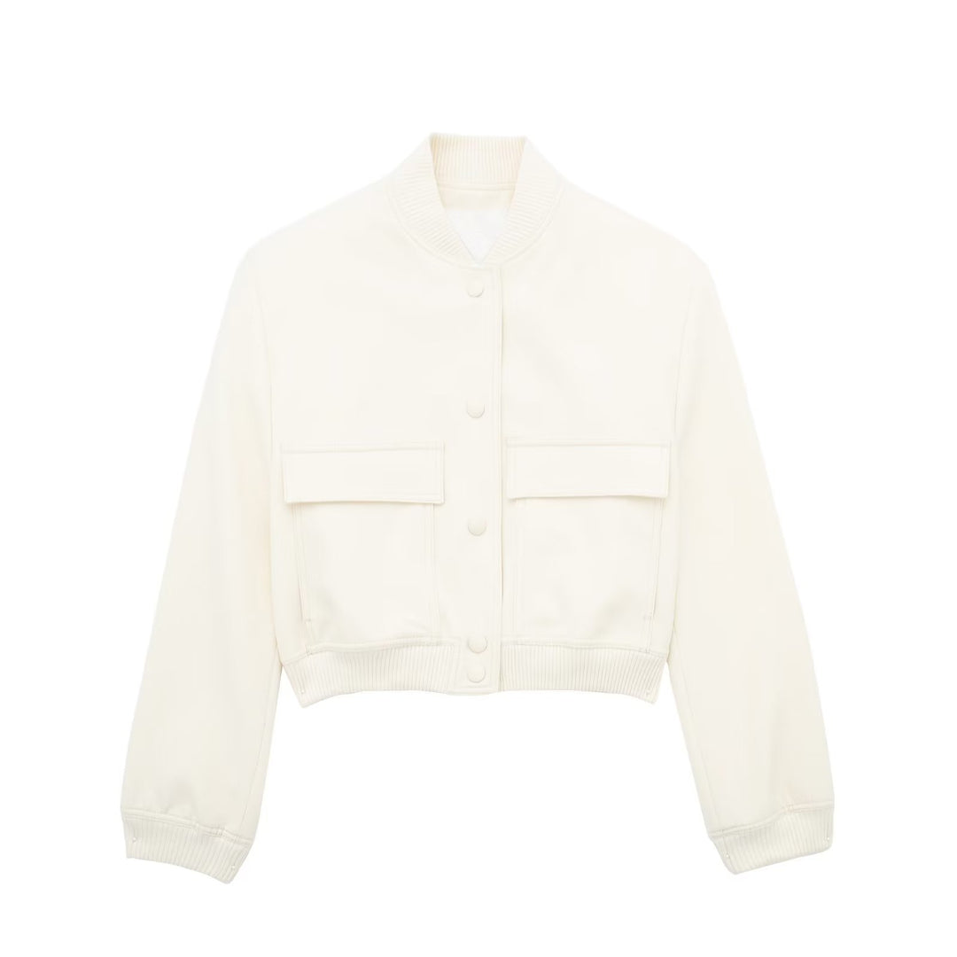 Damen Kurze Boxy‑Blousonjacke mit verdeckten Druckknöpfen, Pattentaschen und geripptem Saum Drune