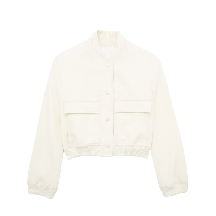Damen Kurze Boxy‑Blousonjacke mit verdeckten Druckknöpfen, Pattentaschen und geripptem Saum Drune