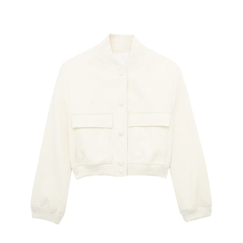 Damen Kurze Boxy‑Blousonjacke mit verdeckten Druckknöpfen, Pattentaschen und geripptem Saum Drune