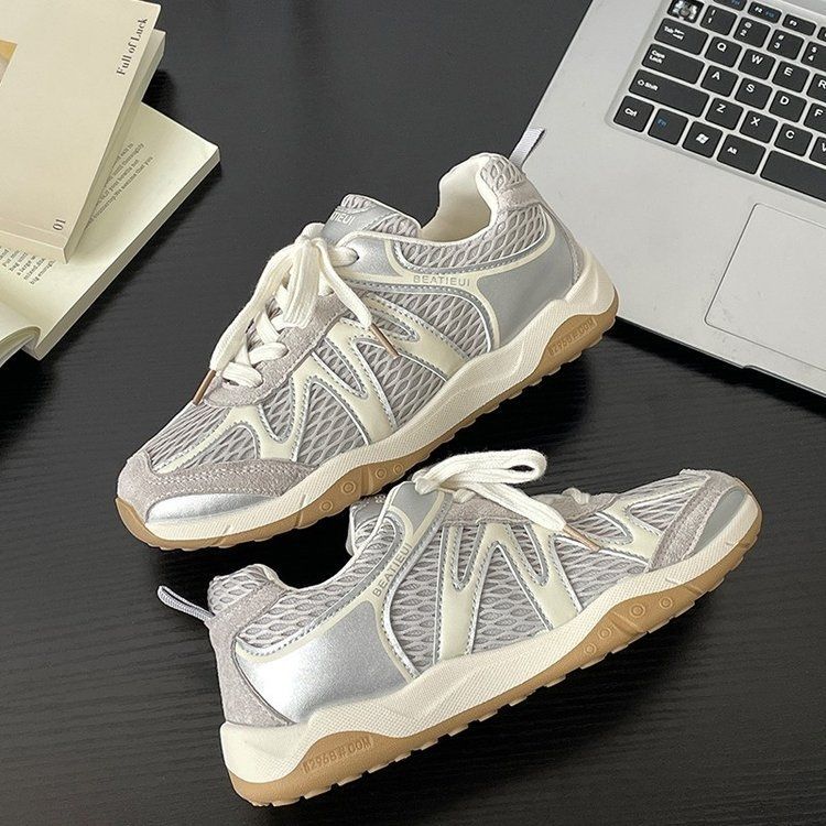 Damen Atmungsaktive Retro-Running-Sneaker mit Mesh-Obermaterial und Gumsohle Drune
