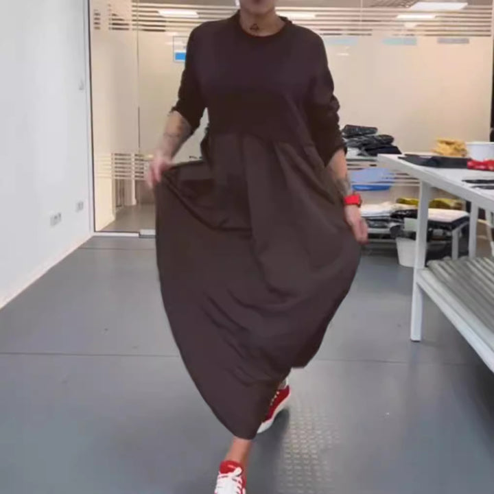 Damen nan Oversize-Maxikleid mit tiefer Passe und seitlichen Eingrifftaschen Drune