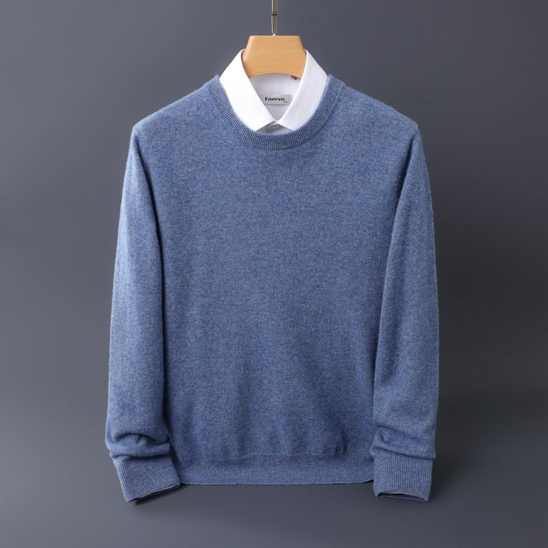 Herren Feiner Rundhals-Strickpullover in Kaschmir‑Optik mit gerippten Bündchen Drune