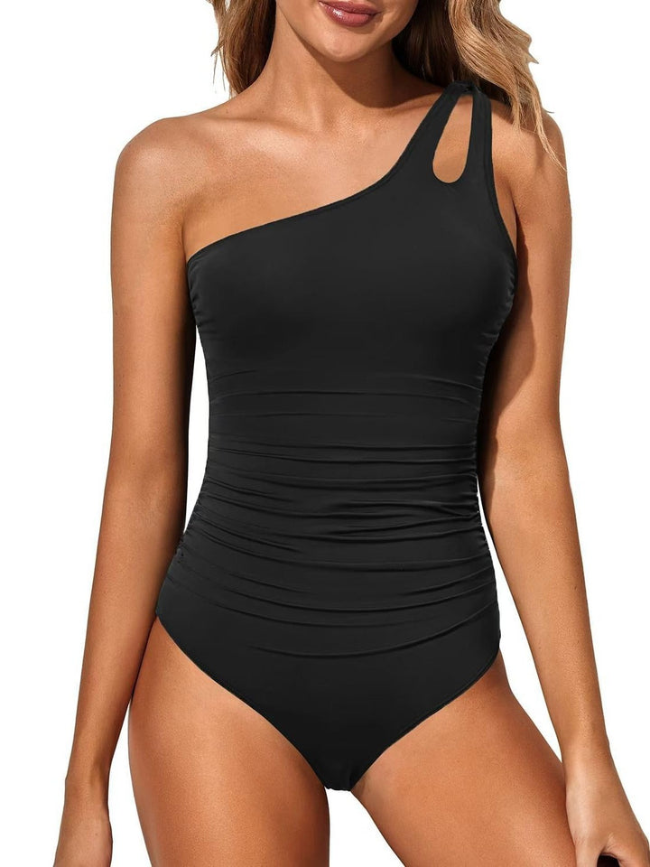 Damen Einseitiger Badeanzug mit Leopardenmuster Drune