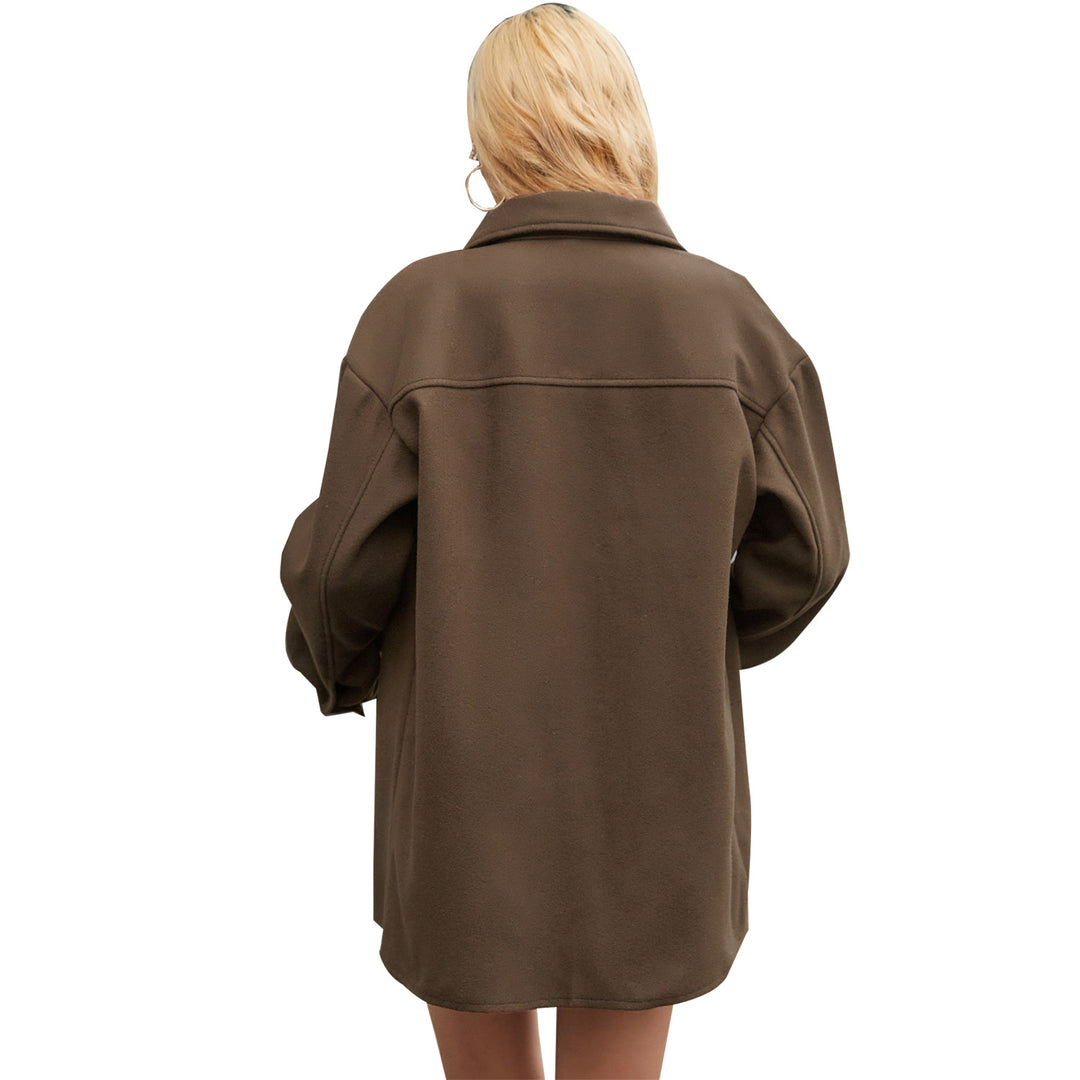 Damen lässige Oversized-Hemdenjacke aus weichem Material mit praktischen Taschen Drune